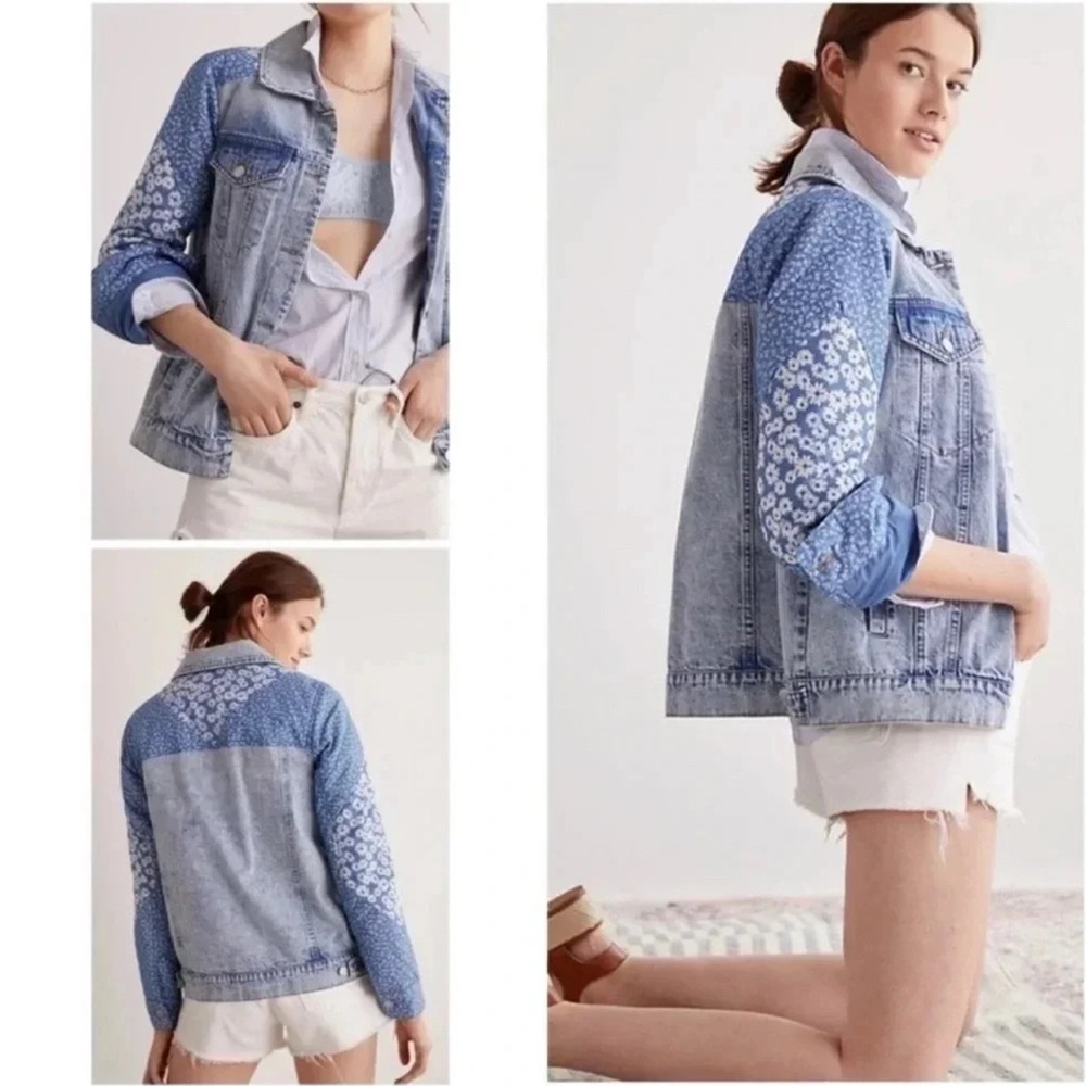 Avec Les Filles Blue and White Jean Jacket